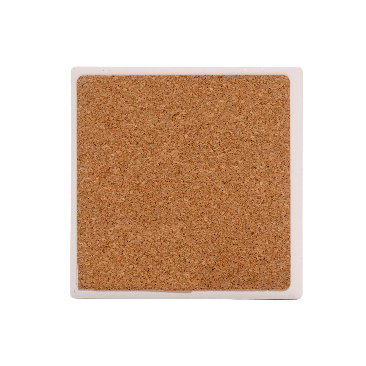 Back of coaster showing cork backing.