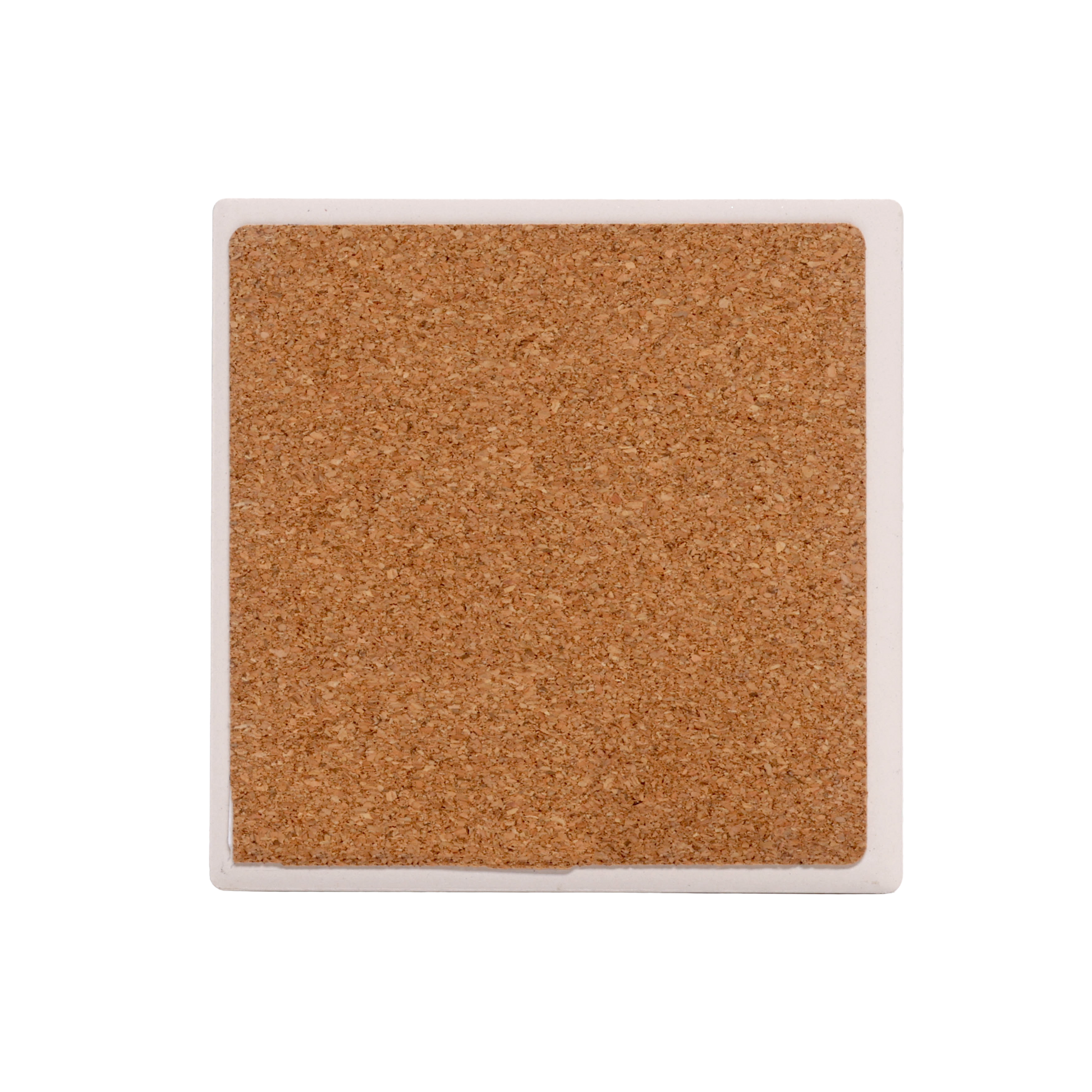 Back of coaster showing cork backing.