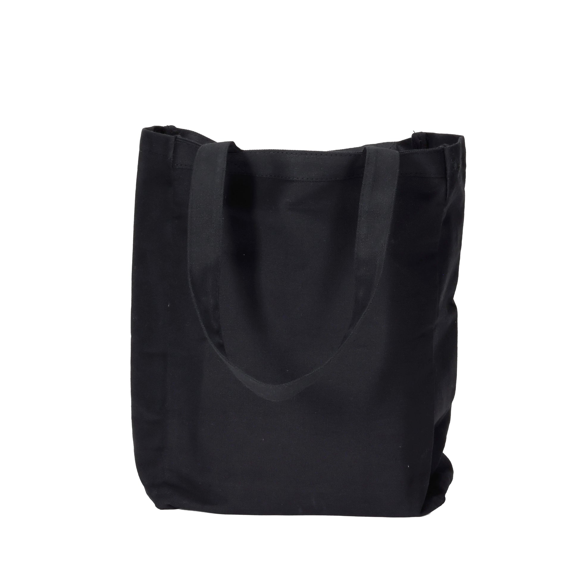 Back view of tote, solid black 